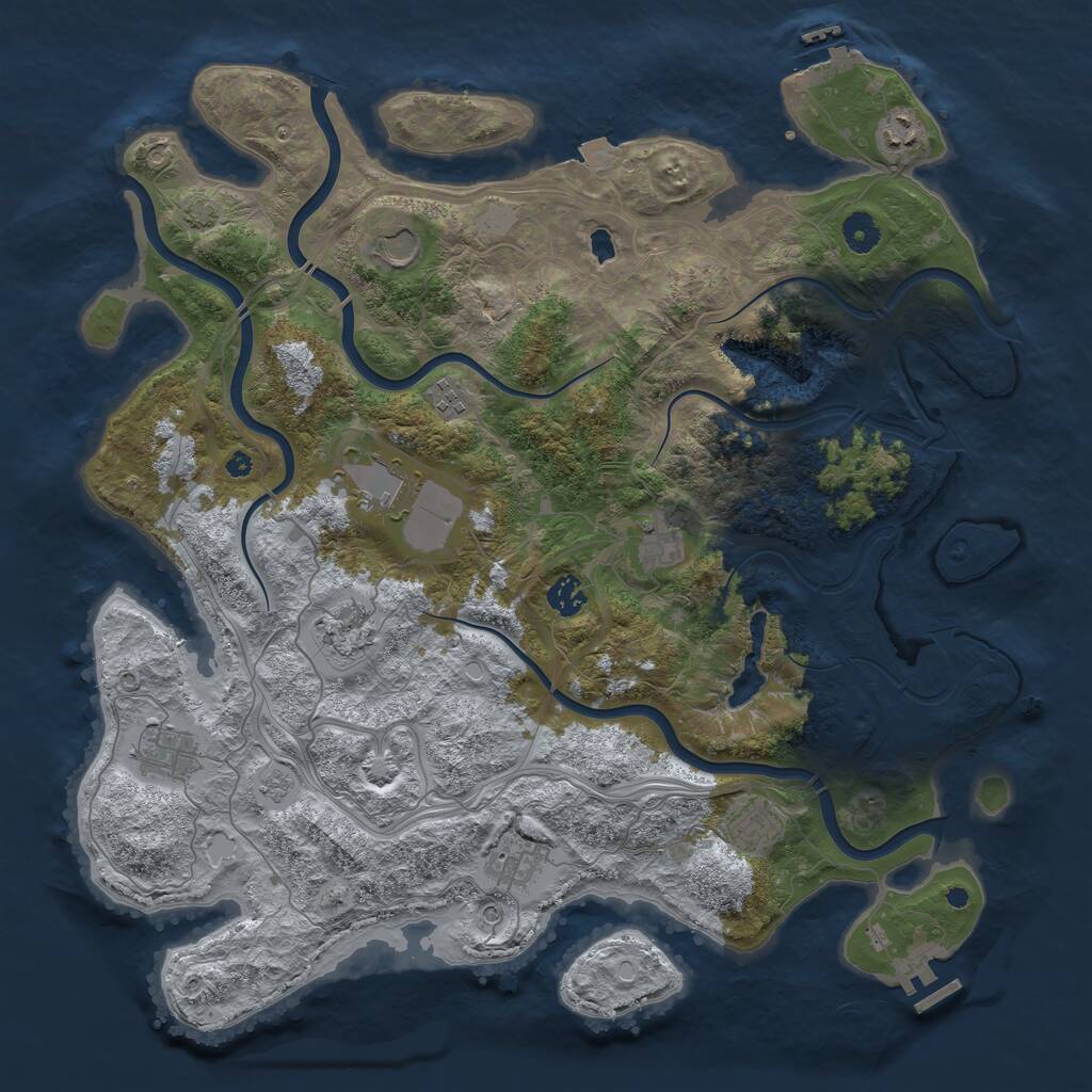 Rust Map: Procedural Map, Size: 4250, Seed: 1945463700, 16 Monuments