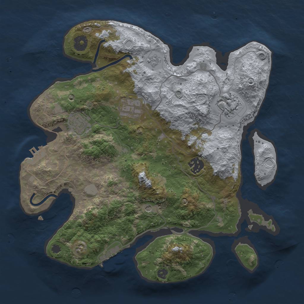 Rust Map: Procedural Map, Size: 3000, Seed: 1820046134, 11 Monuments