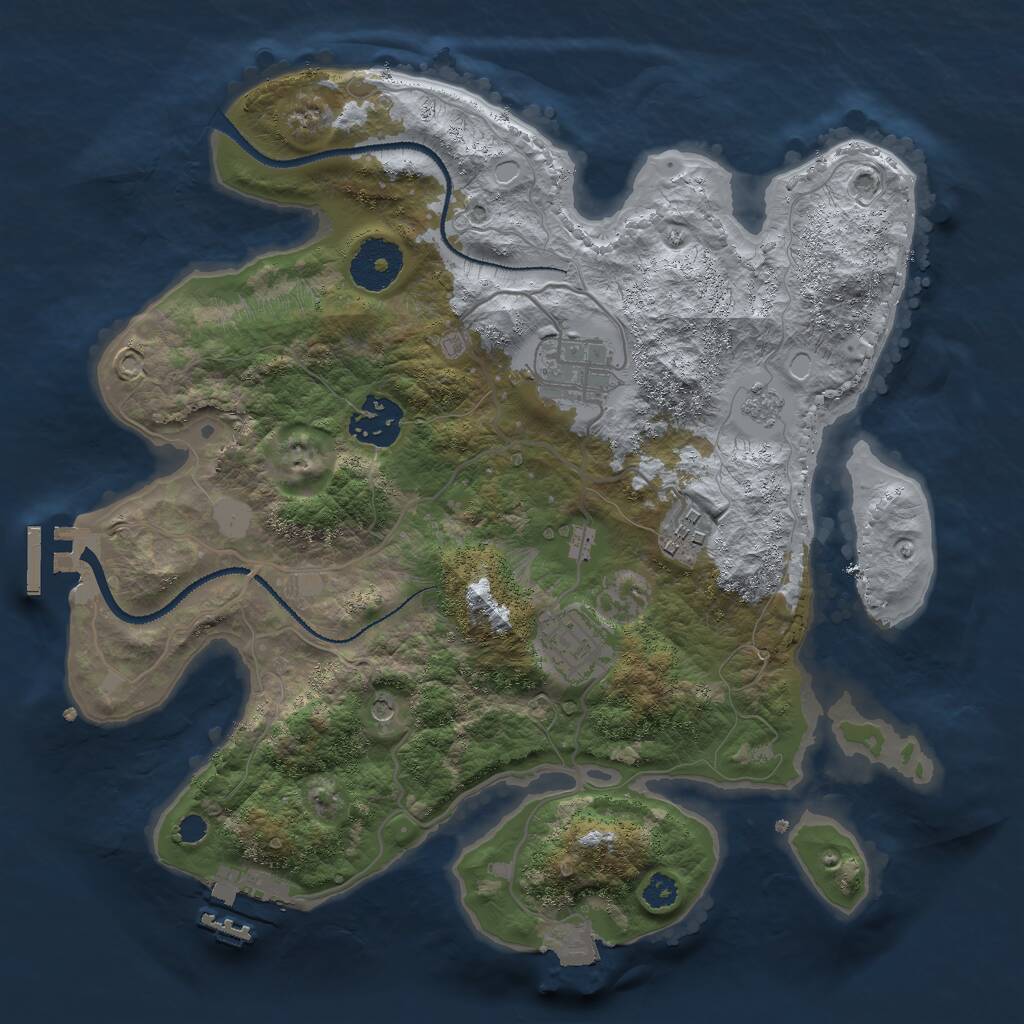 Rust Map: Procedural Map, Size: 3000, Seed: 1820046134, 9 Monuments