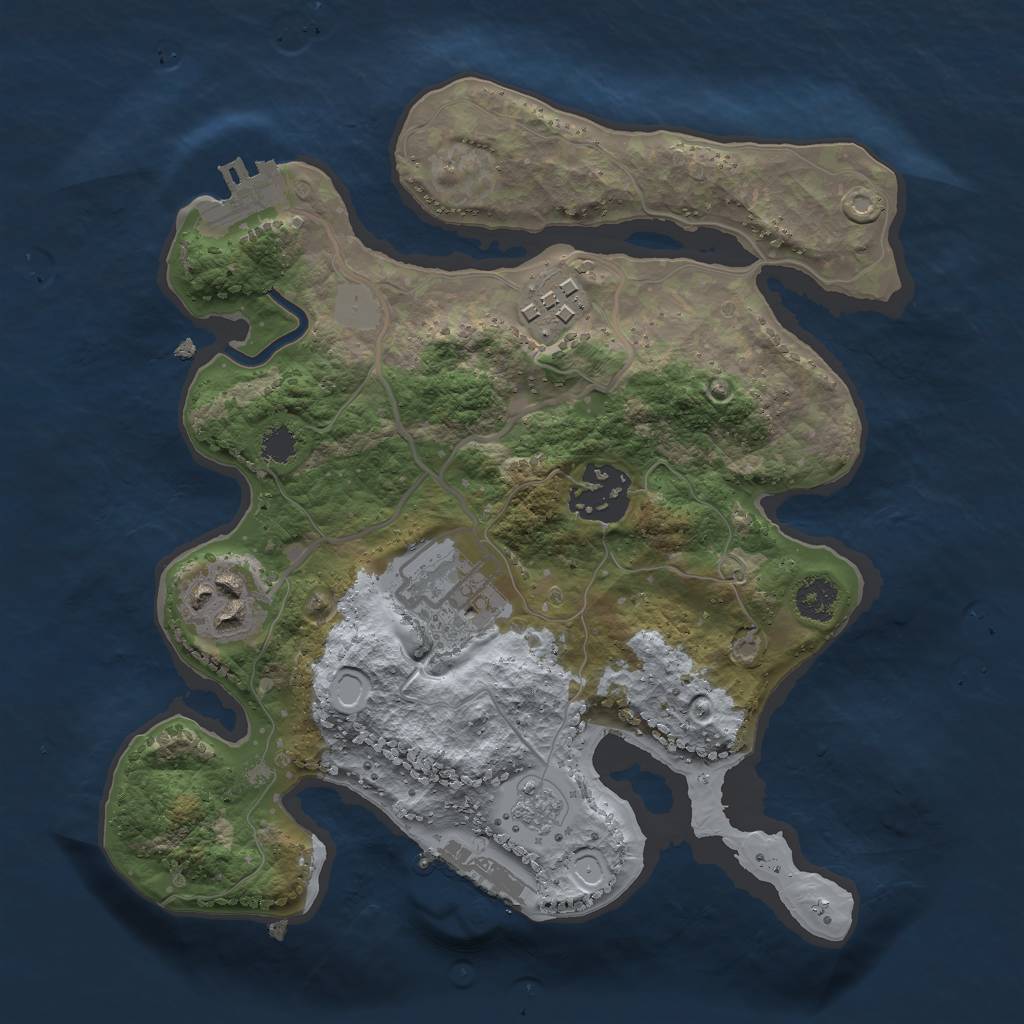 Rust Map: Procedural Map, Size: 2500, Seed: 47, 10 Monuments