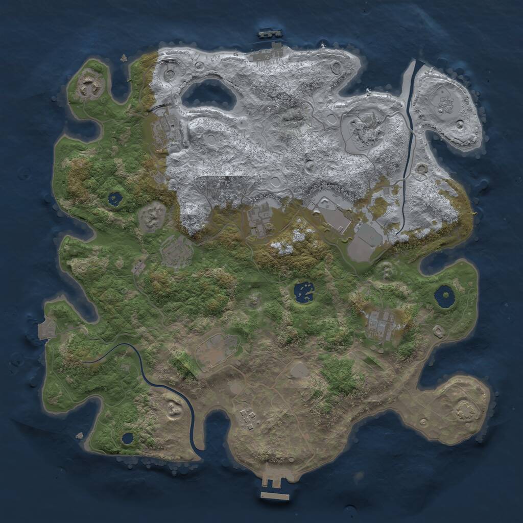 Rust Map: Procedural Map, Size: 3700, Seed: 1891883123, 16 Monuments