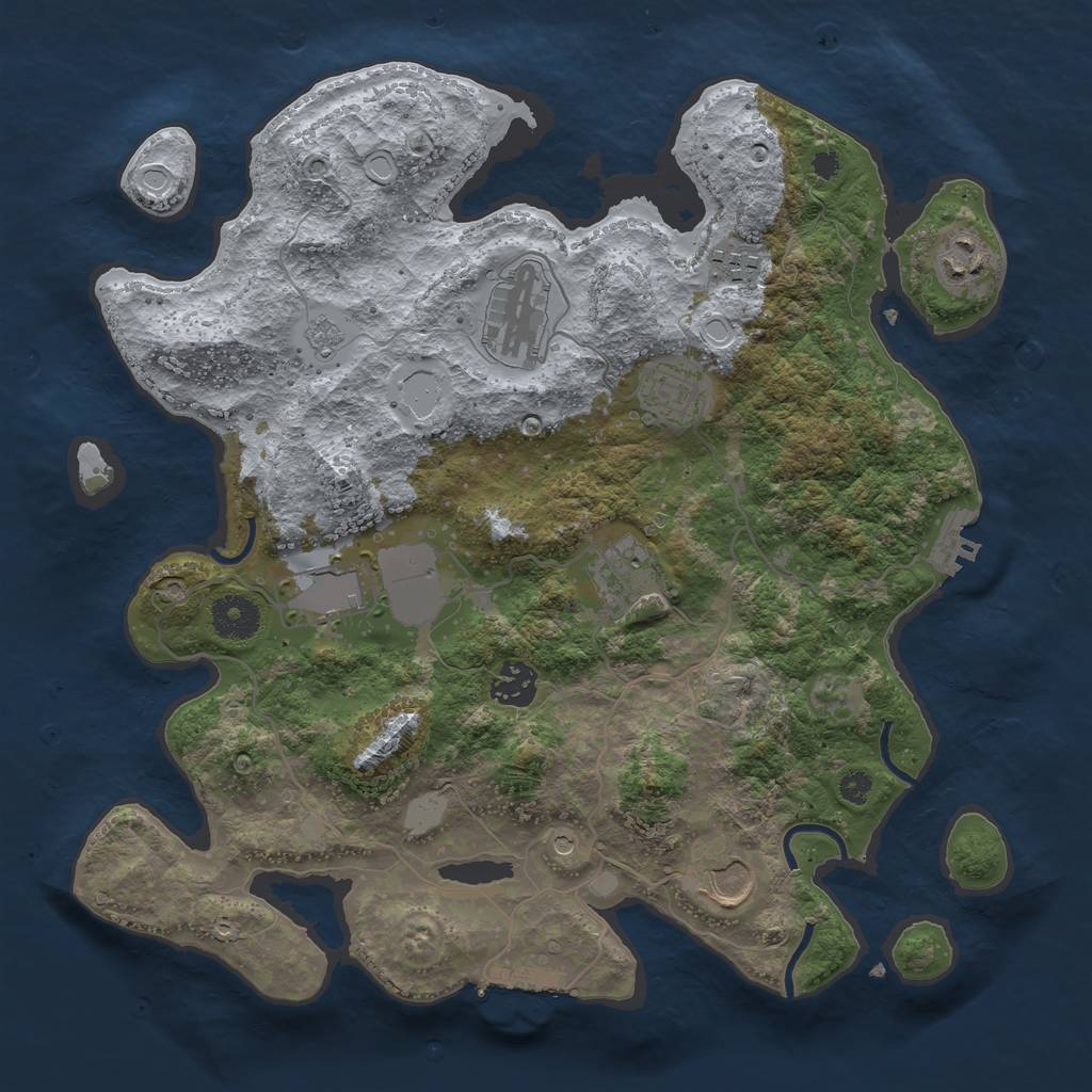 Rust Map: Procedural Map, Size: 3500, Seed: 1207053288, 15 Monuments