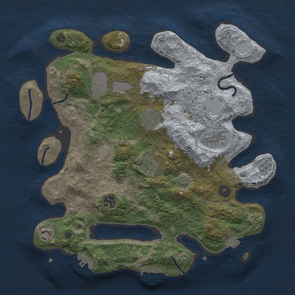 Rust Map: Procedural Map, Size: 3500, Seed: 1793301411, 15 Monuments