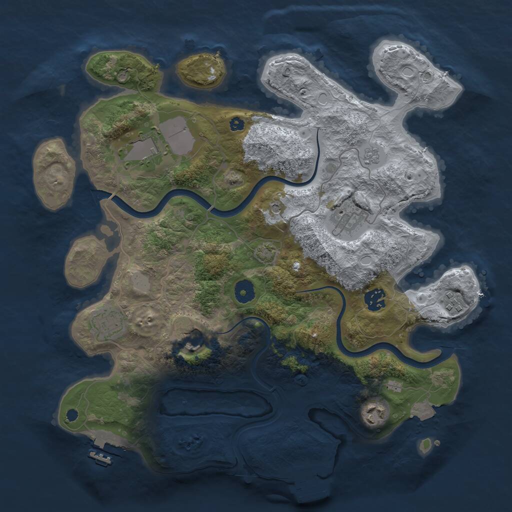 Rust Map: Procedural Map, Size: 3500, Seed: 1793301411, 13 Monuments