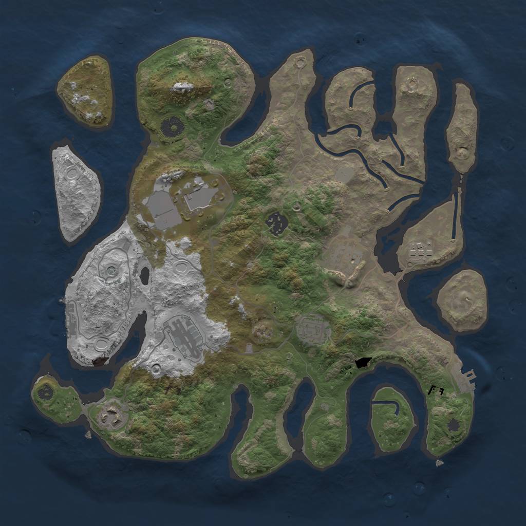 Rust Map: Procedural Map, Size: 3600, Seed: 719437102, 15 Monuments