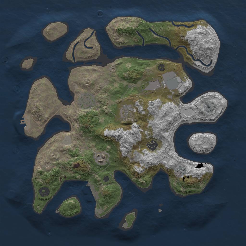 Rust Map: Procedural Map, Size: 3550, Seed: 546608945, 14 Monuments