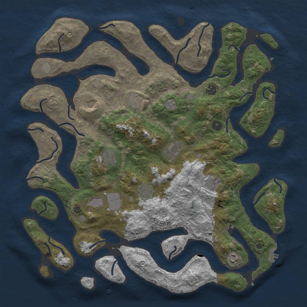 Rust Map: Procedural Map, Size: 4500, Seed: 1689157781, 17 Monuments