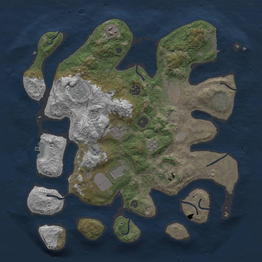 Rust Map: Procedural Map, Size: 3700, Seed: 786769, 17 Monuments