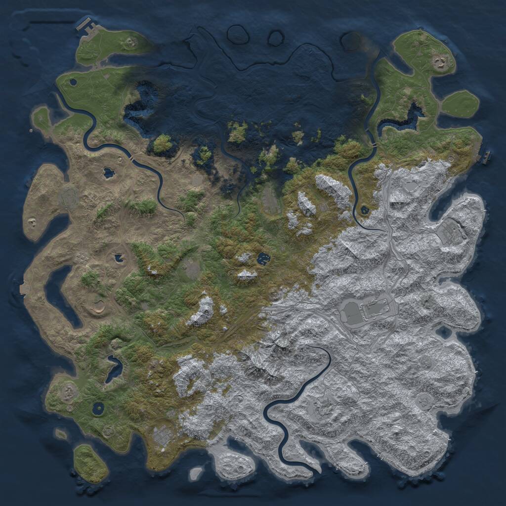 Rust Map: Procedural Map, Size: 6000, Seed: 666966, 17 Monuments