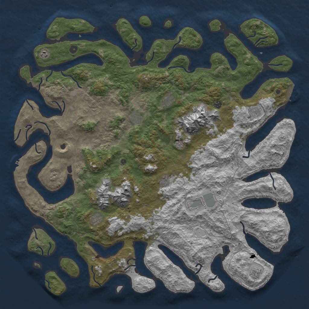 Rust Map: Procedural Map, Size: 6000, Seed: 666966, 19 Monuments