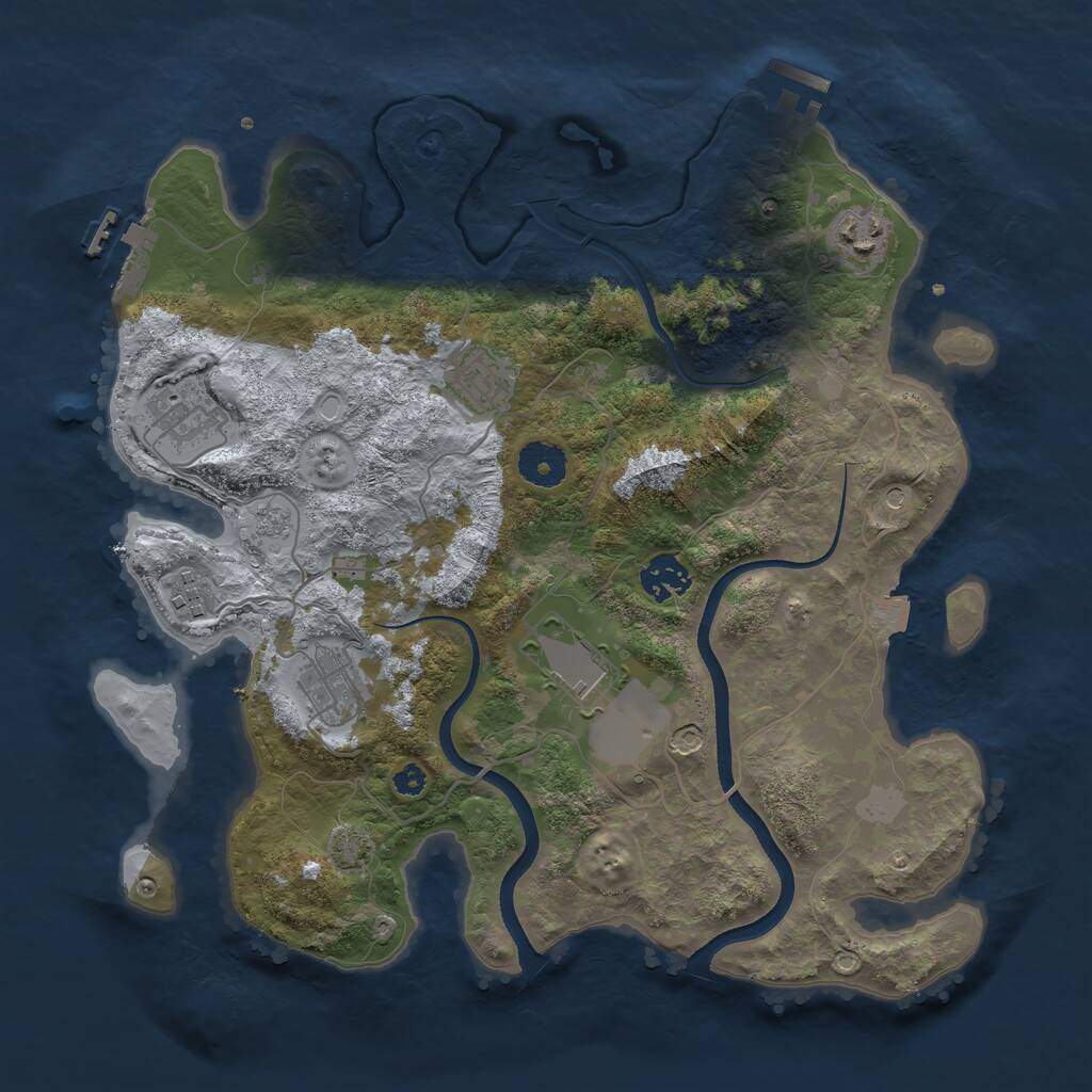 Rust Map: Procedural Map, Size: 3500, Seed: 296, 13 Monuments