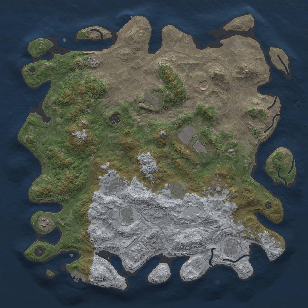 Rust Map: Procedural Map, Size: 4500, Seed: 58016425, 18 Monuments