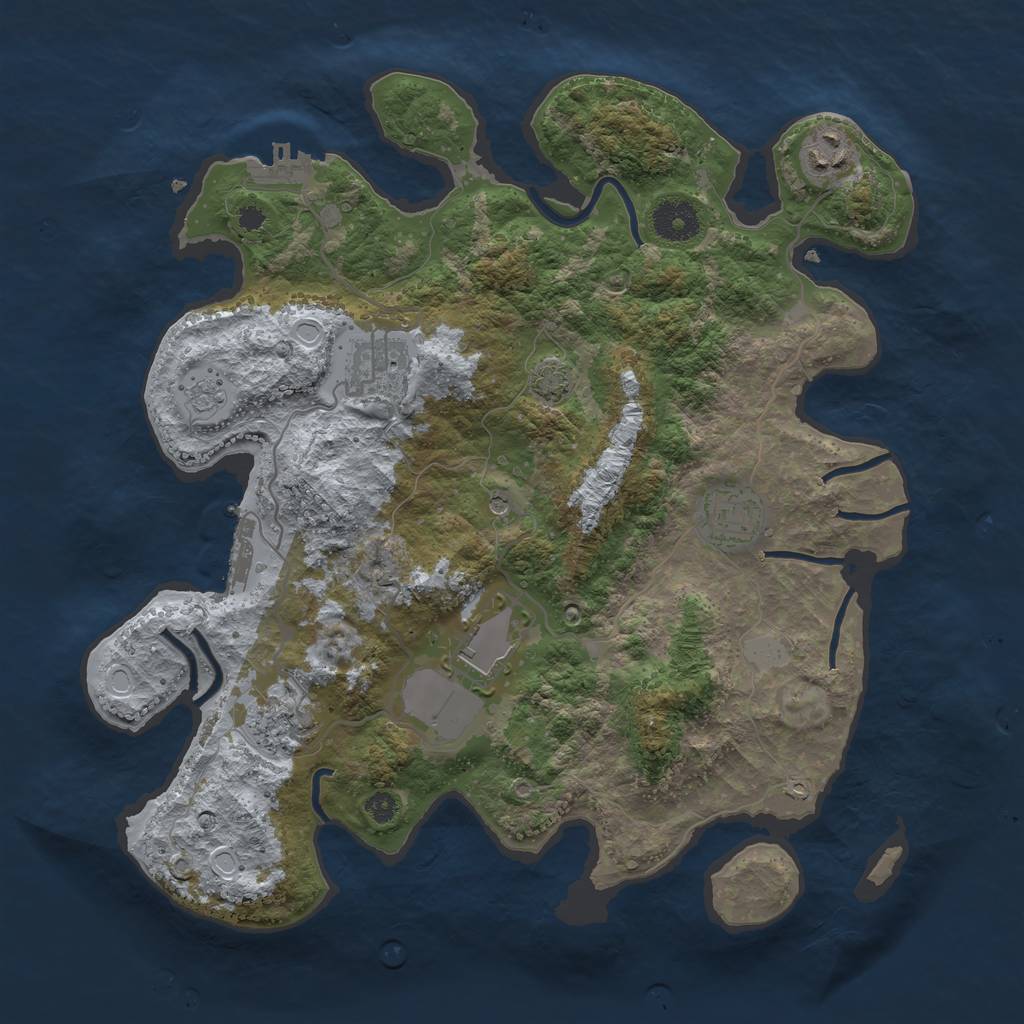 Rust Map: Procedural Map, Size: 3500, Seed: 1690410079, 13 Monuments