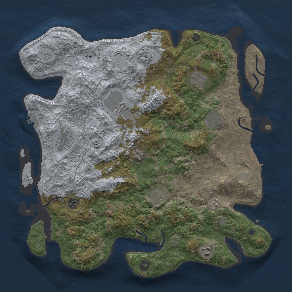 Rust Map: Procedural Map, Size: 4000, Seed: 940123259, 16 Monuments