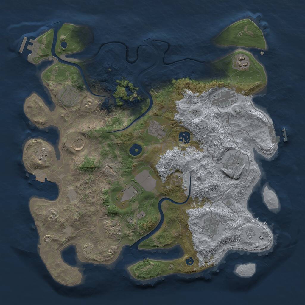 Rust Map: Procedural Map, Size: 3750, Seed: 57094, 17 Monuments