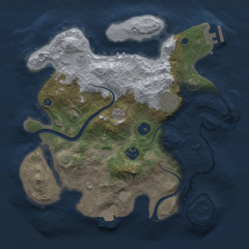 Rust Map: Procedural Map, Size: 3000, Seed: 1673964287, 7 Monuments