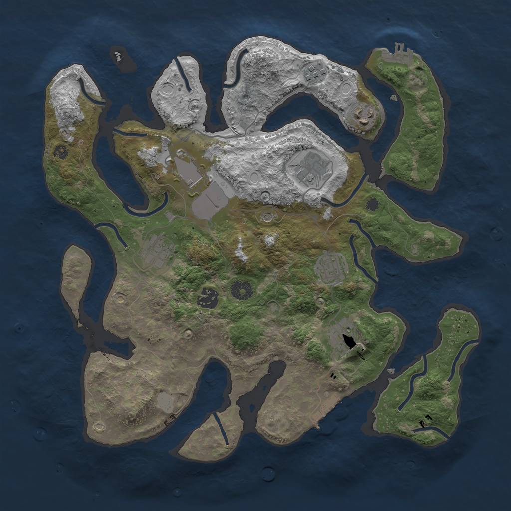 Rust Map: Procedural Map, Size: 3600, Seed: 1027257201, 16 Monuments