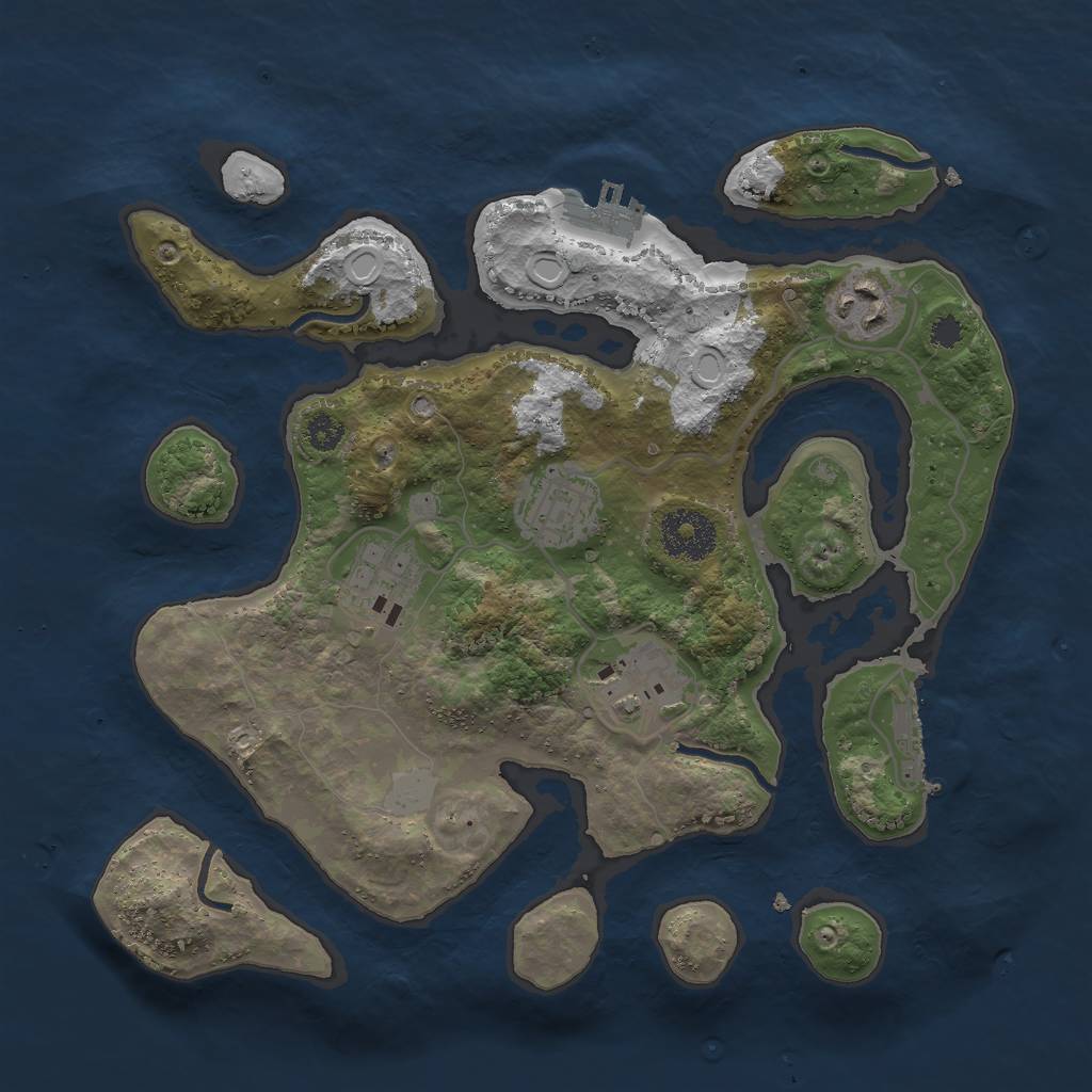 Rust Map: Procedural Map, Size: 3000, Seed: 383482, 11 Monuments