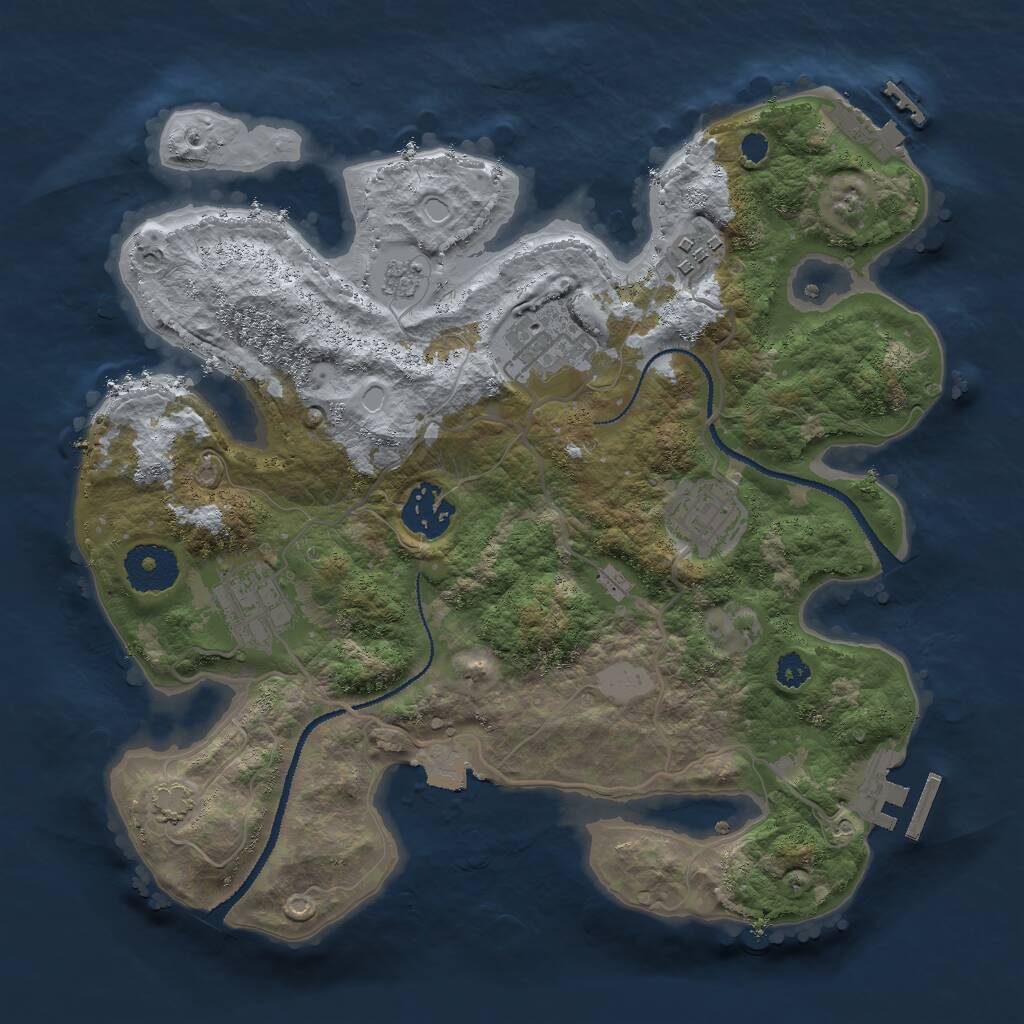 Rust Map: Procedural Map, Size: 3000, Seed: 897475929, 10 Monuments