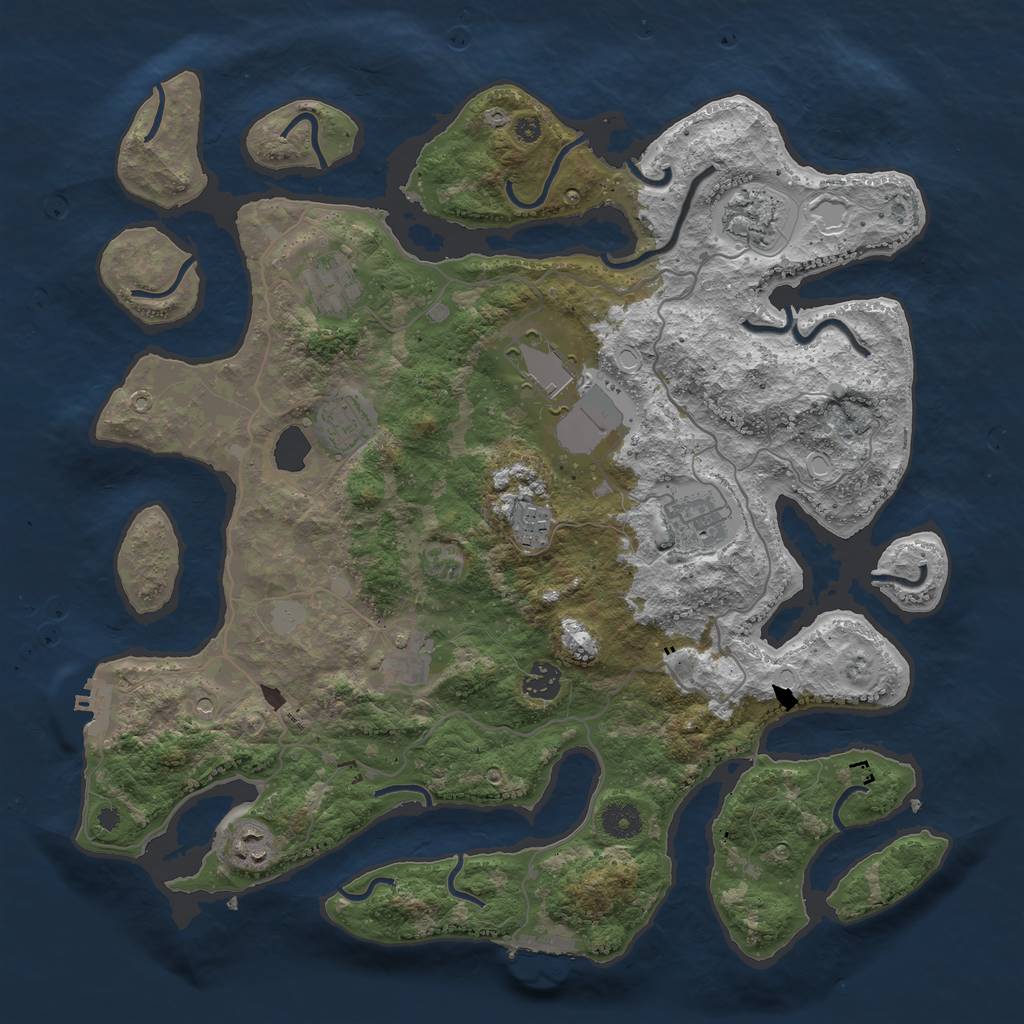 Rust Map: Procedural Map, Size: 4000, Seed: 3942, 17 Monuments