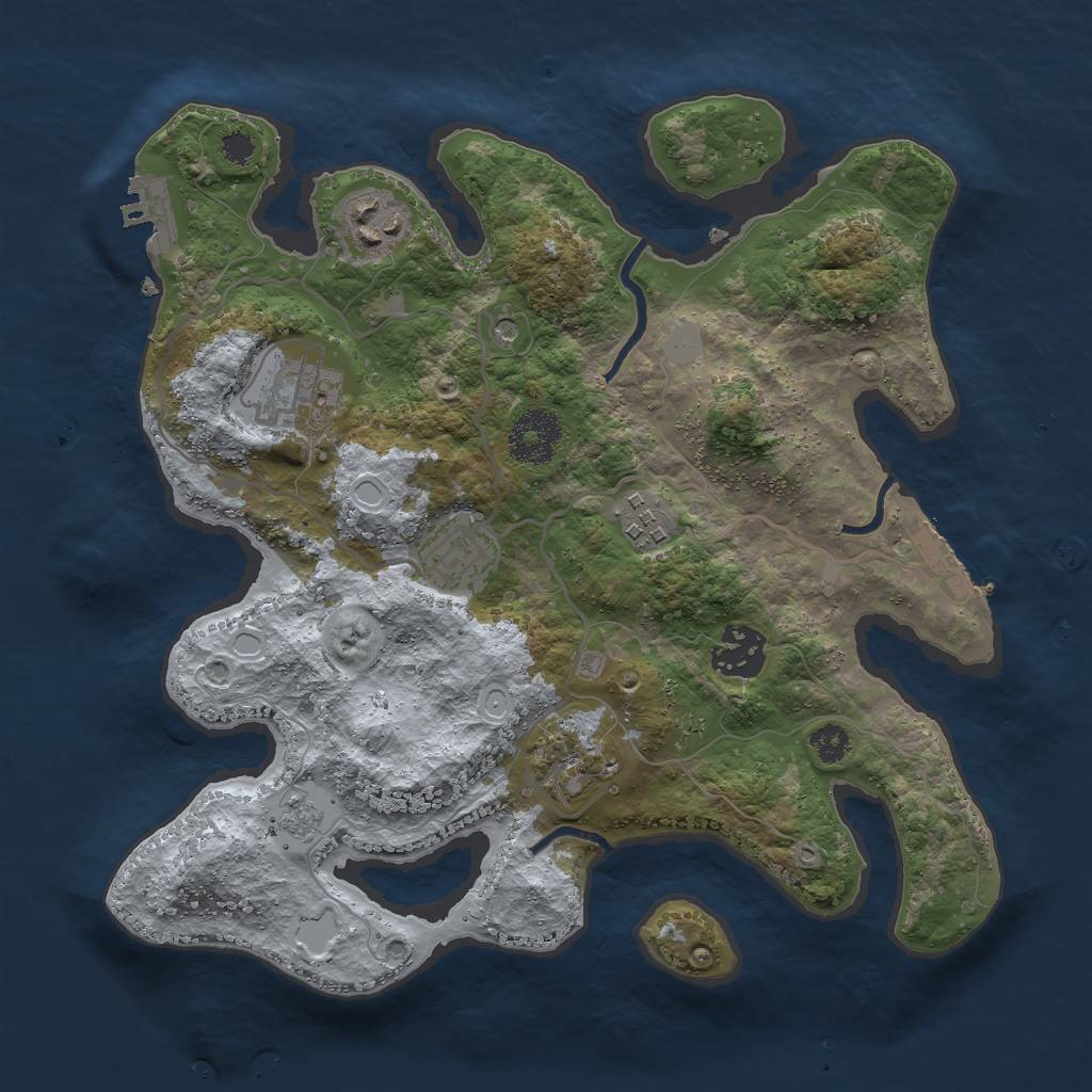 Rust Map: Procedural Map, Size: 3000, Seed: 889766, 13 Monuments