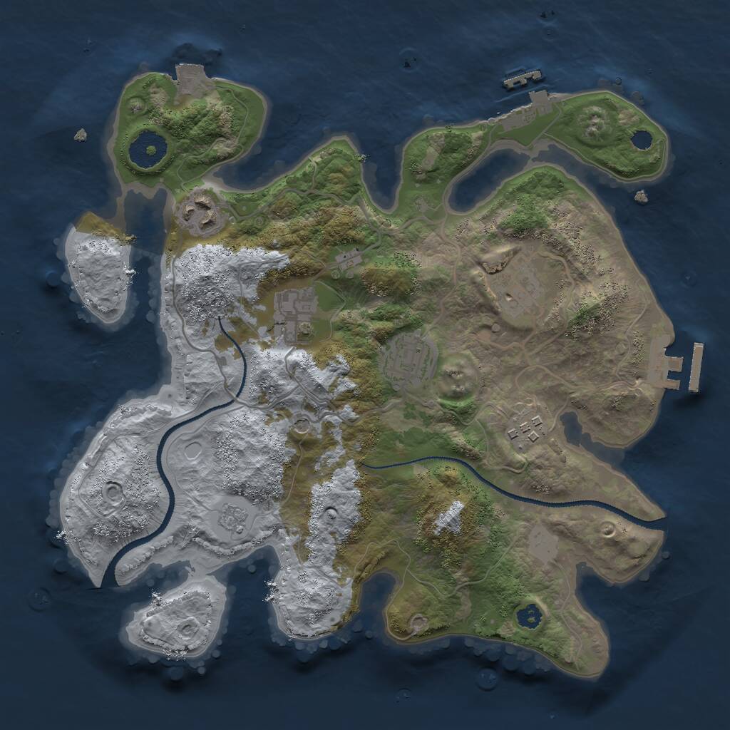 Rust Map: Procedural Map, Size: 3000, Seed: 629954, 10 Monuments