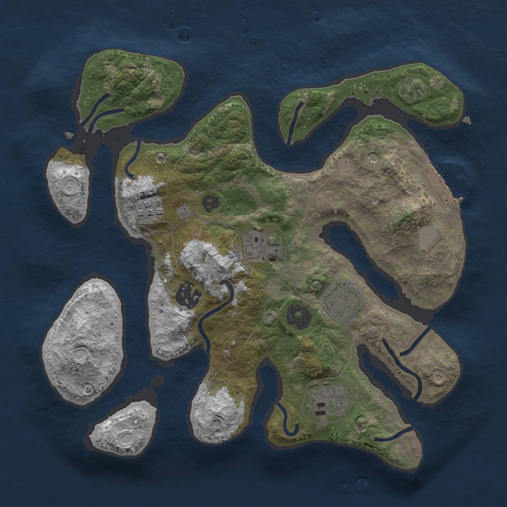 Rust Map: Procedural Map, Size: 3000, Seed: 629954, 12 Monuments