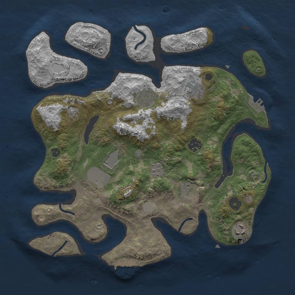 Rust Map: Procedural Map, Size: 3500, Seed: 1431040898, 14 Monuments