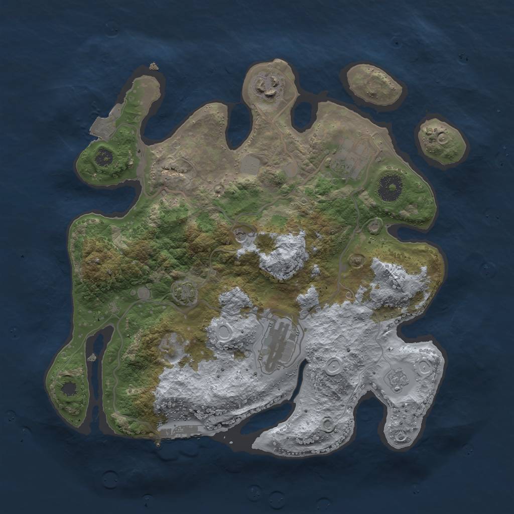 Rust Map: Procedural Map, Size: 3000, Seed: 835862, 10 Monuments