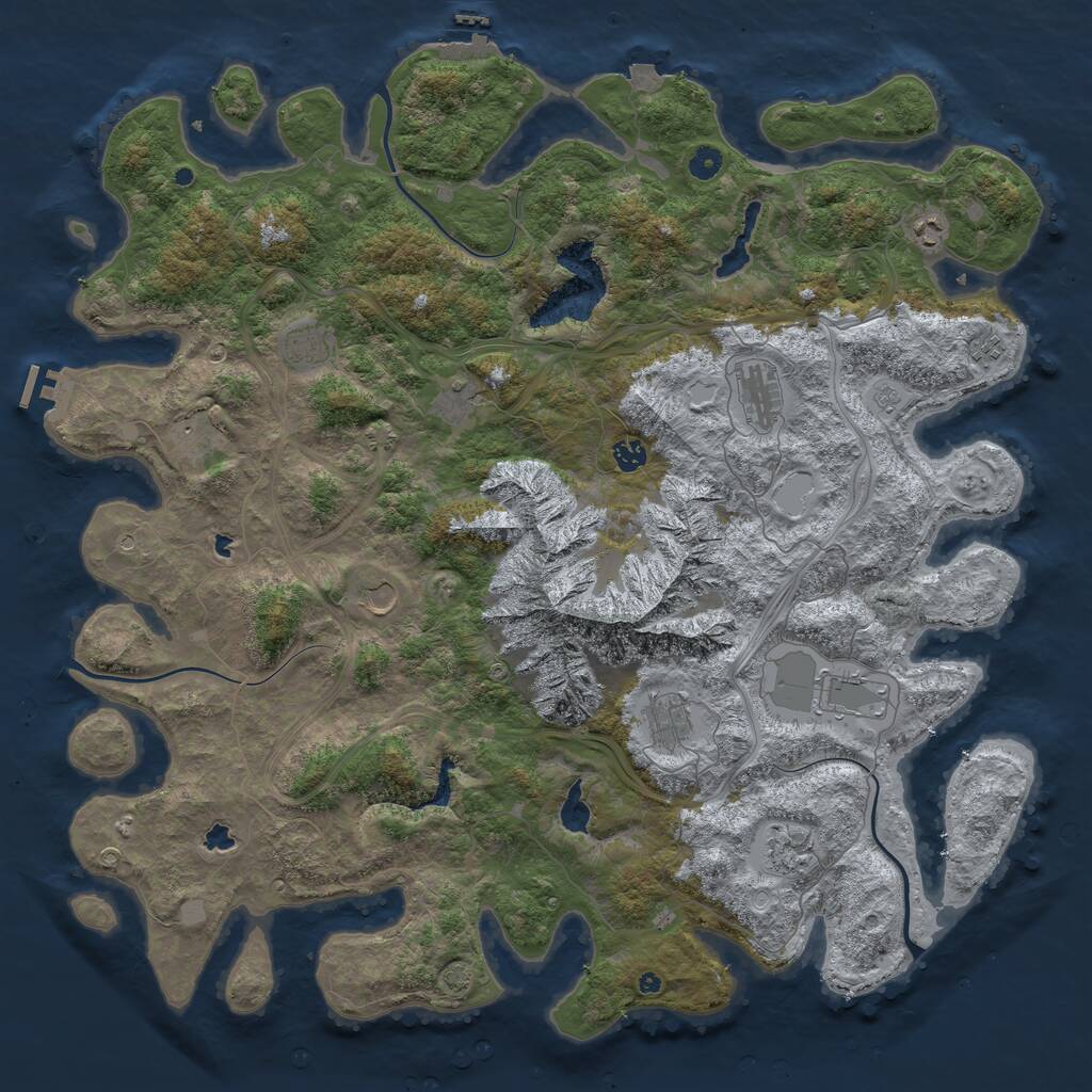 Rust Map: Procedural Map, Size: 5000, Seed: 38939678, 17 Monuments