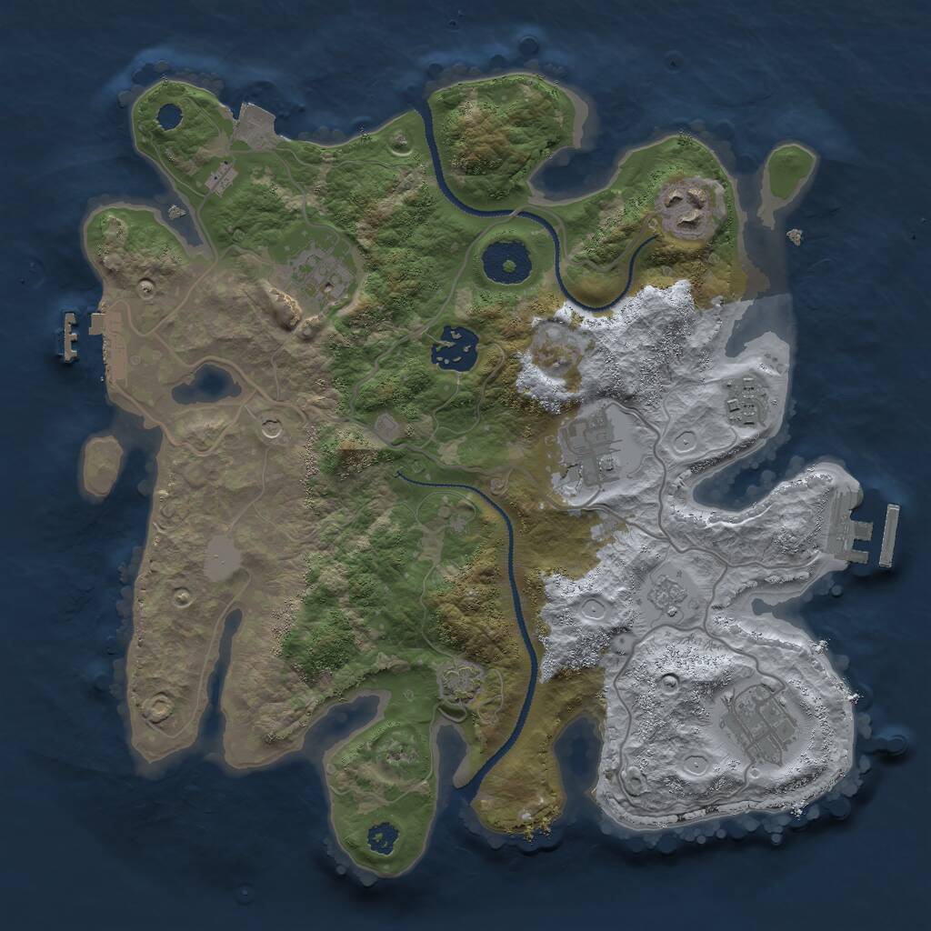 Rust Map: Procedural Map, Size: 3000, Seed: 518567, 12 Monuments