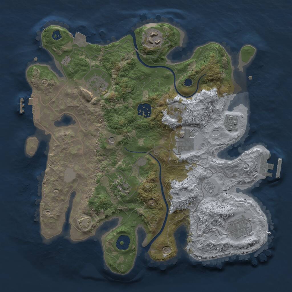Rust Map: Procedural Map, Size: 3000, Seed: 518567, 13 Monuments
