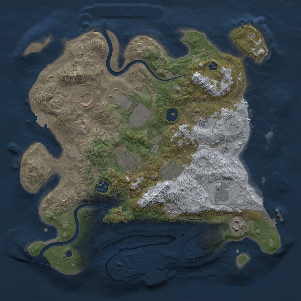 Rust Map: Procedural Map, Size: 3500, Seed: 1443596229, 15 Monuments