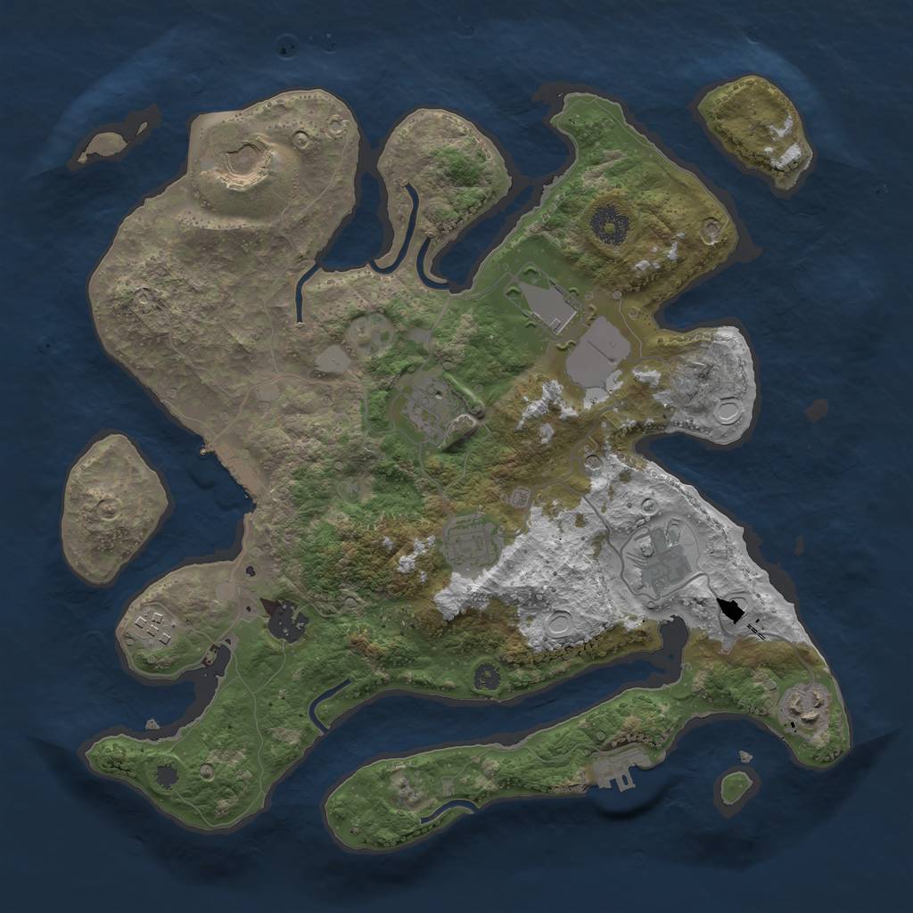 Rust Map: Procedural Map, Size: 3500, Seed: 1443596229, 16 Monuments