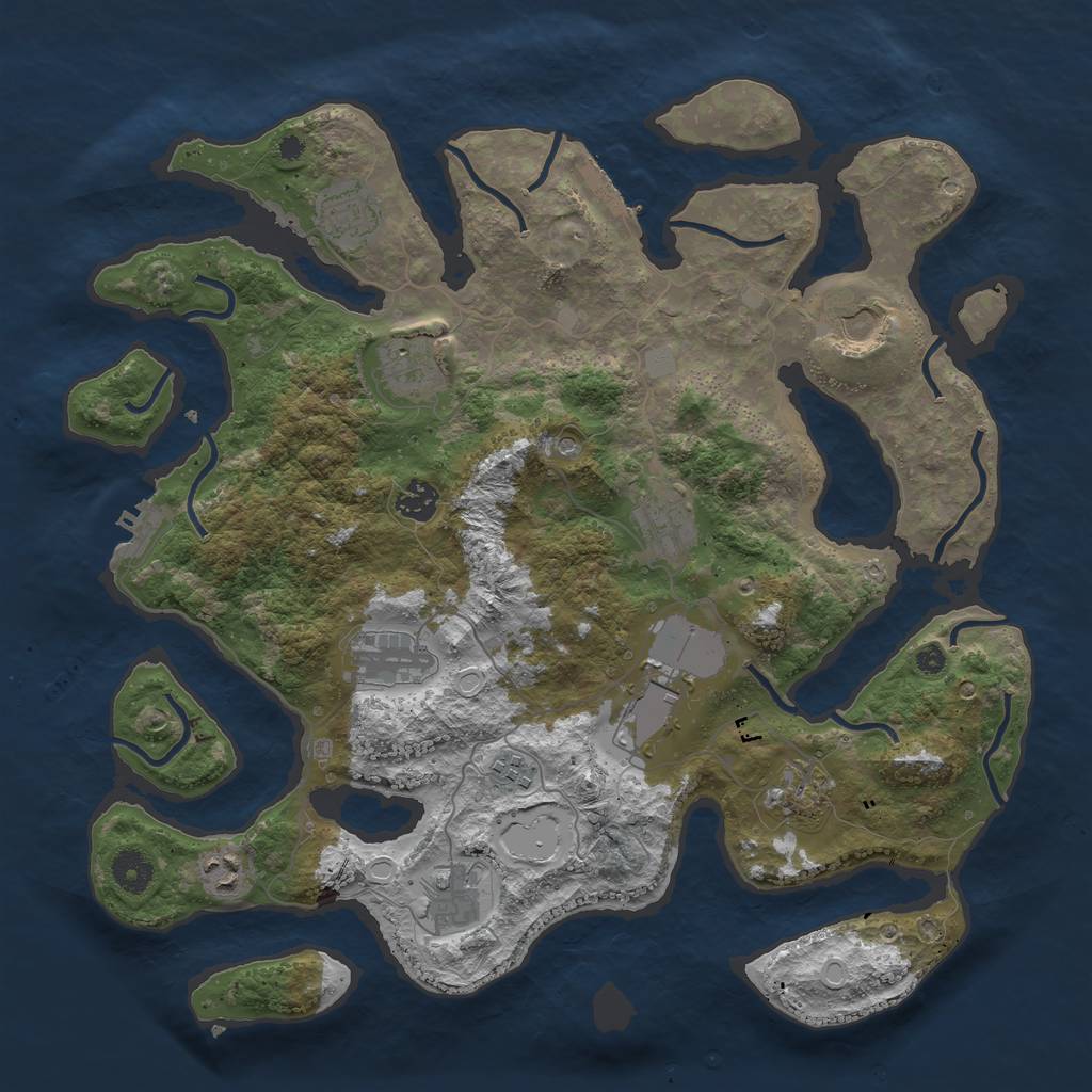 Rust Map: Procedural Map, Size: 3950, Seed: 35186305, 19 Monuments