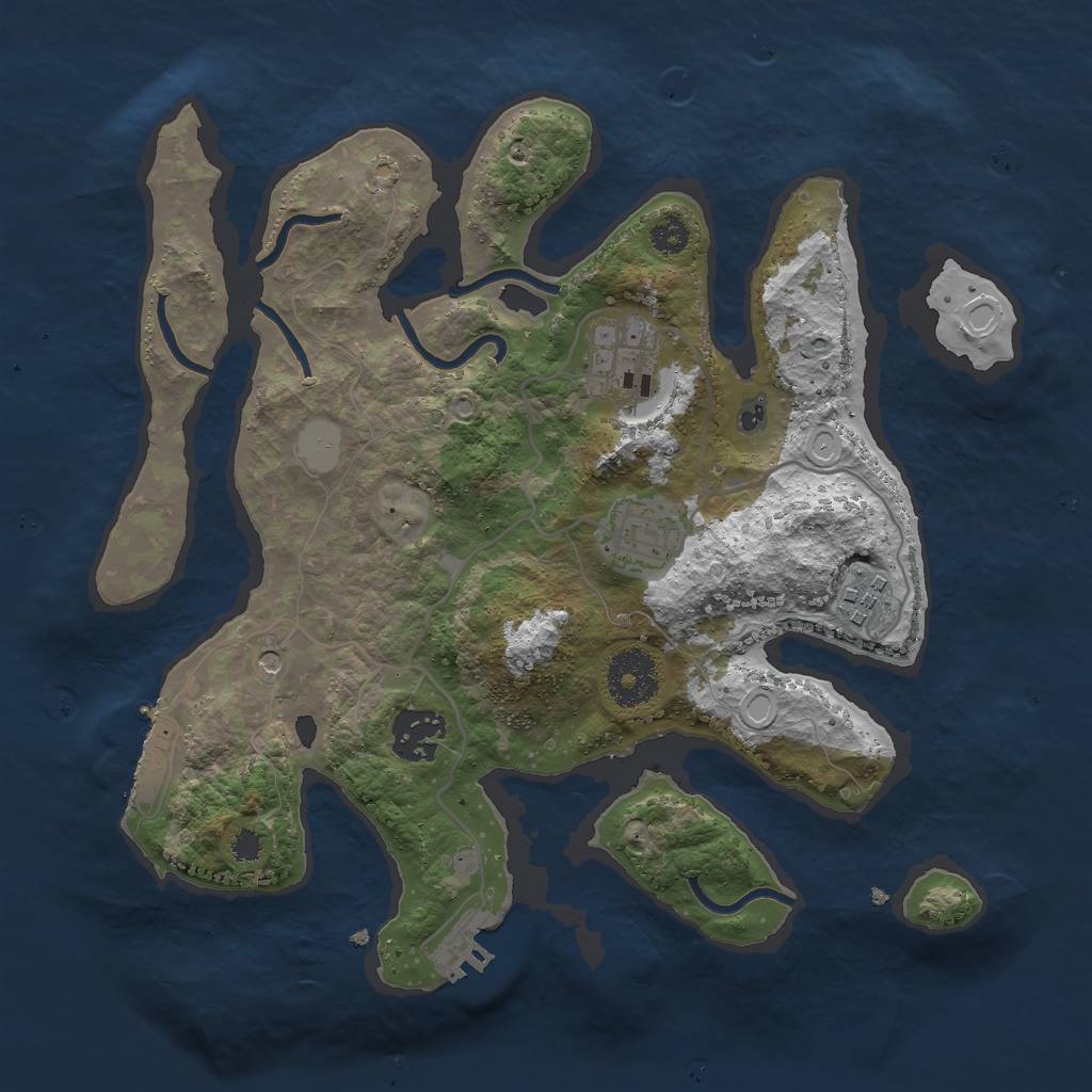 Rust Map: Procedural Map, Size: 3000, Seed: 64776, 12 Monuments