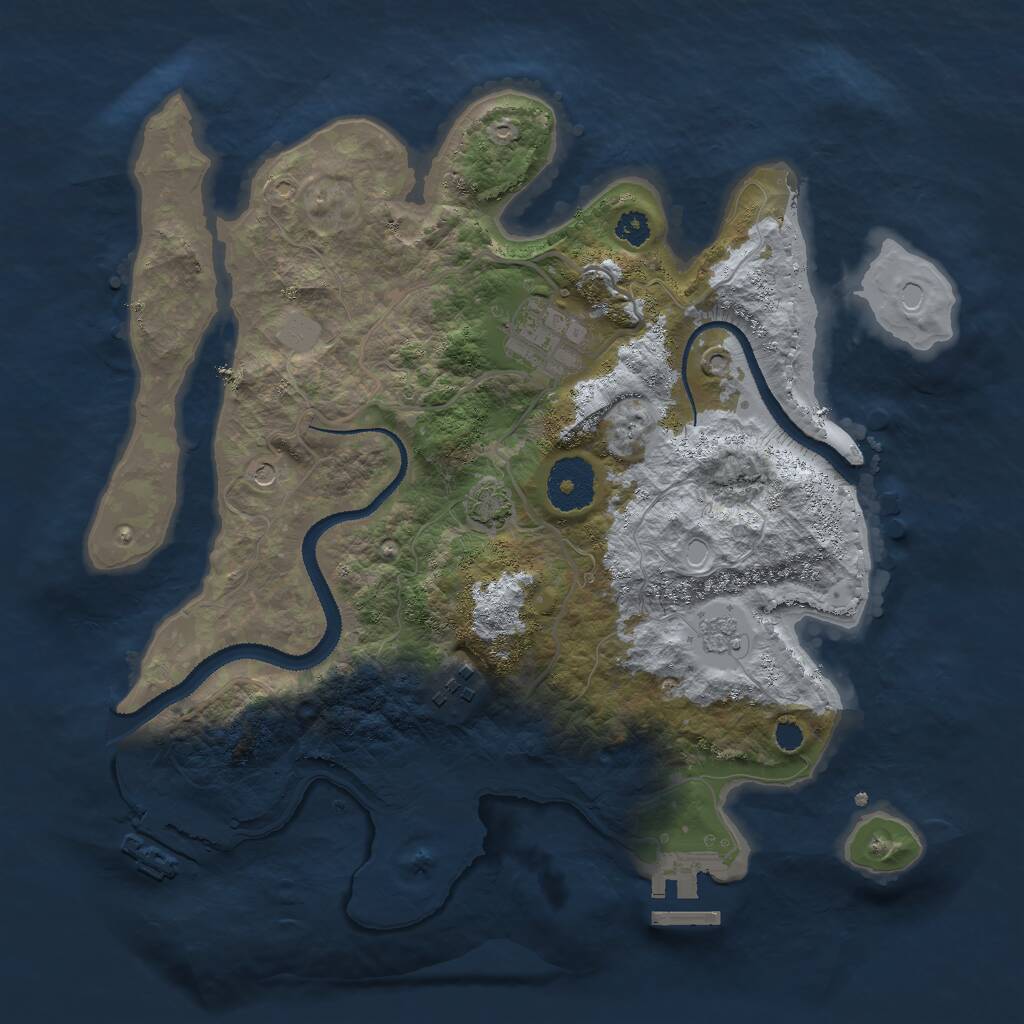 Rust Map: Procedural Map, Size: 3000, Seed: 64776, 8 Monuments