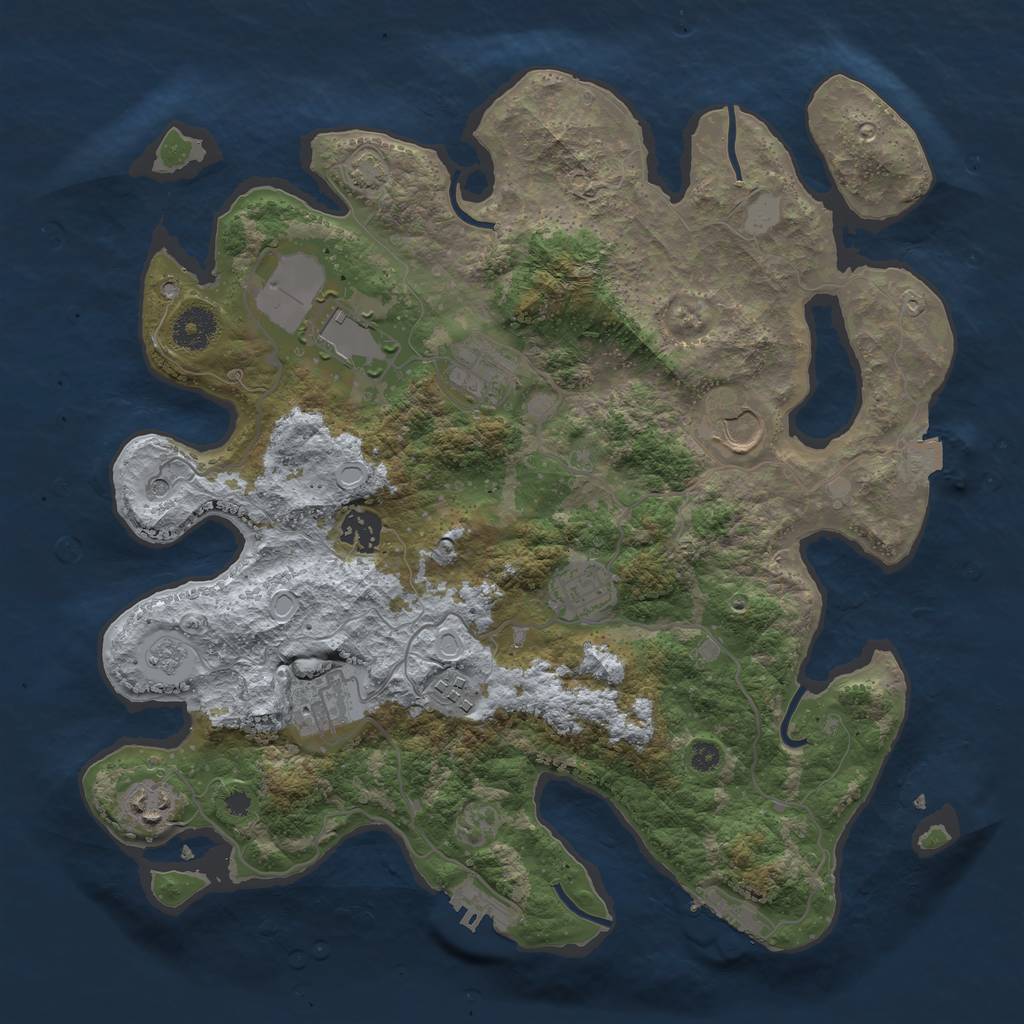 Rust Map: Procedural Map, Size: 3600, Seed: 1737323, 16 Monuments