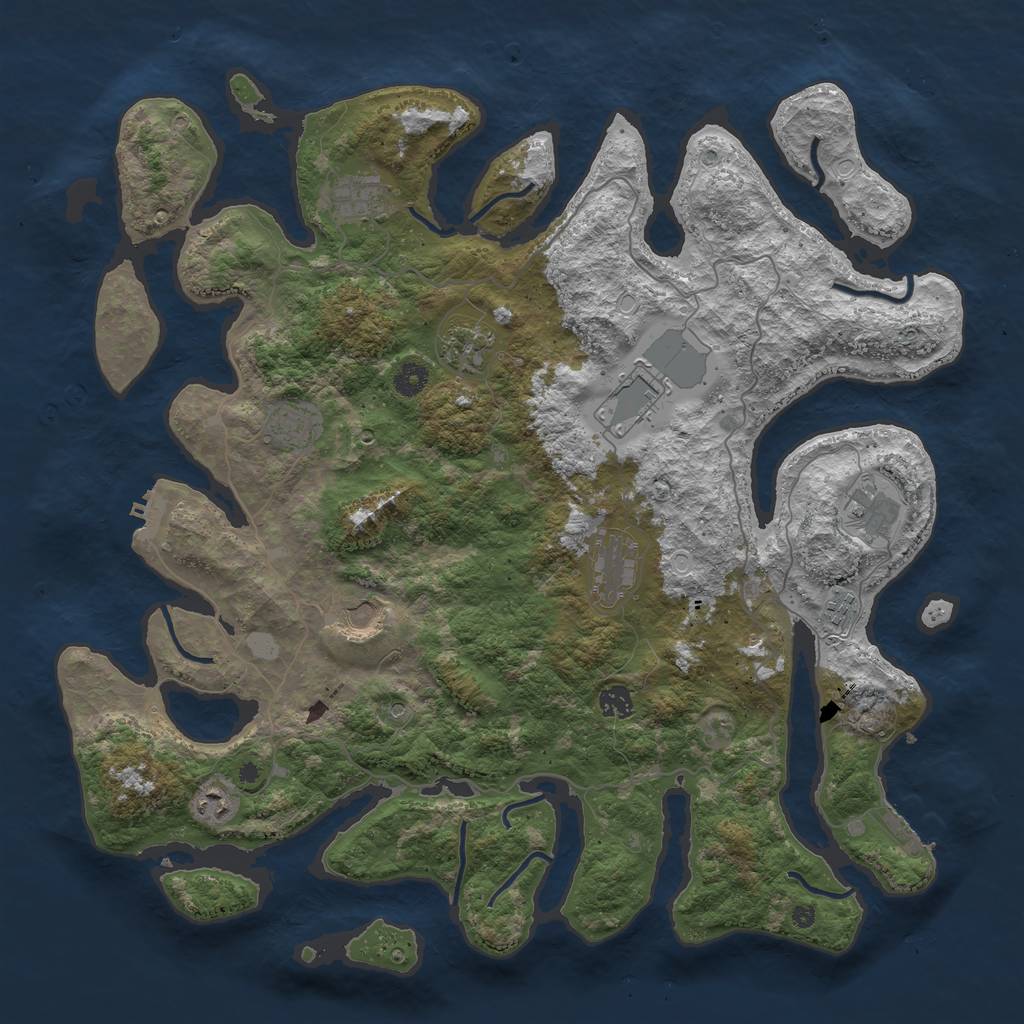 Rust Map: Procedural Map, Size: 4500, Seed: 543377, 18 Monuments