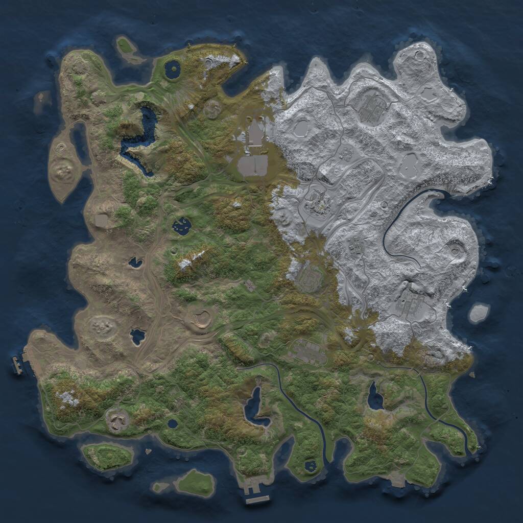 Rust Map: Procedural Map, Size: 4500, Seed: 543377, 16 Monuments
