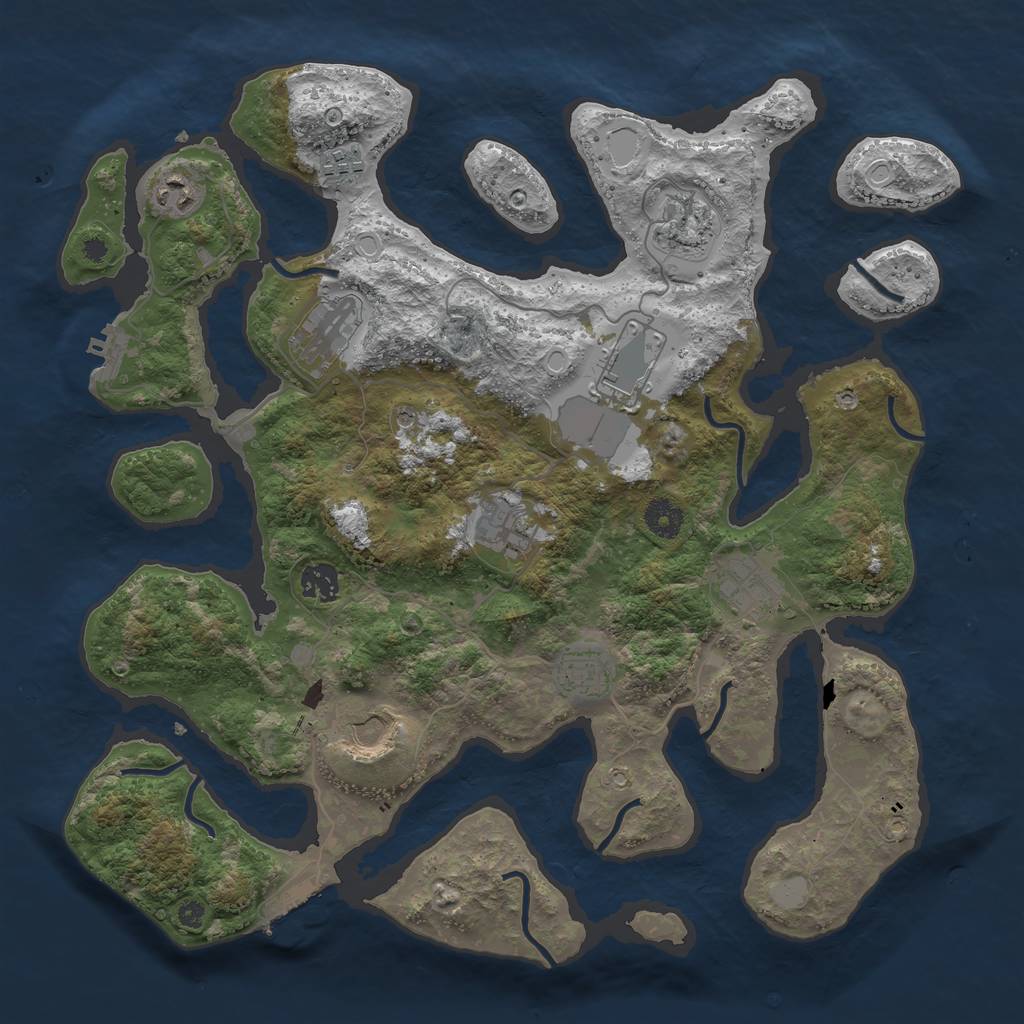 Rust Map: Procedural Map, Size: 3900, Seed: 1976681097, 18 Monuments
