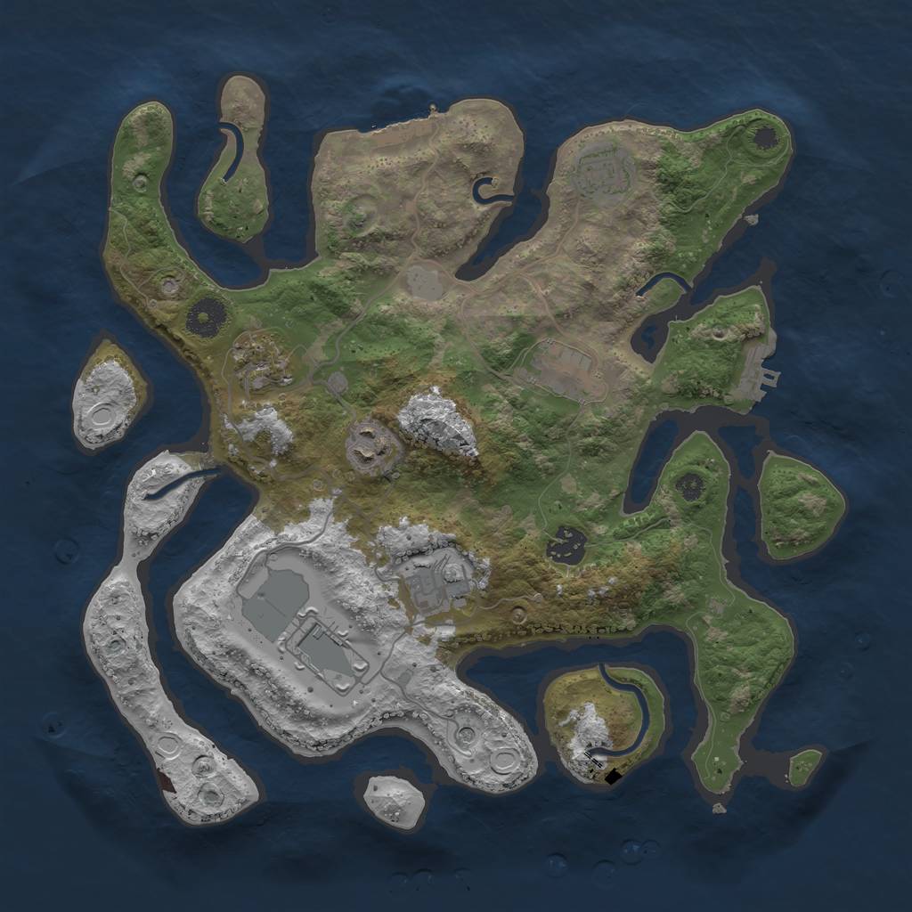 Rust Map: Procedural Map, Size: 3500, Seed: 435345, 15 Monuments