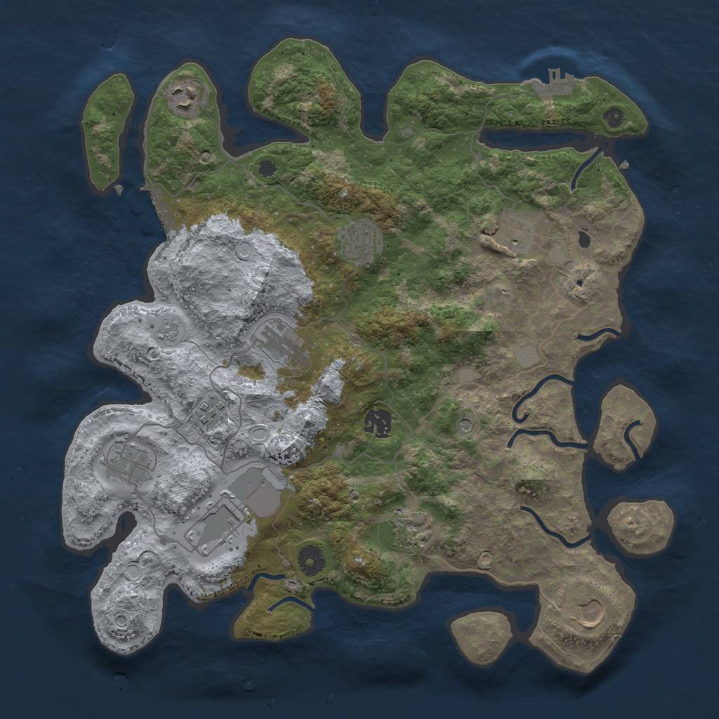 Rust Map: Procedural Map, Size: 3750, Seed: 755621, 17 Monuments