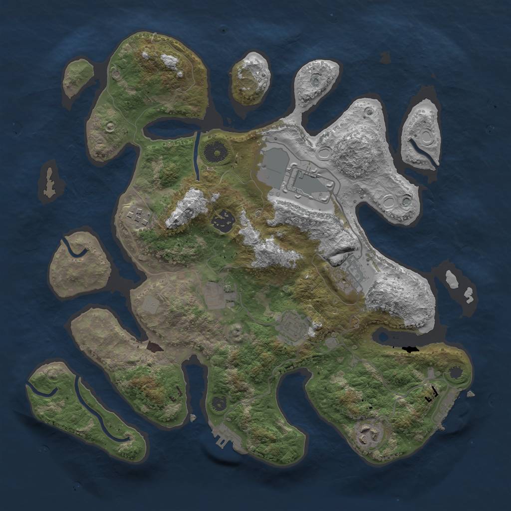 Rust Map: Procedural Map, Size: 3500, Seed: 1370092, 14 Monuments