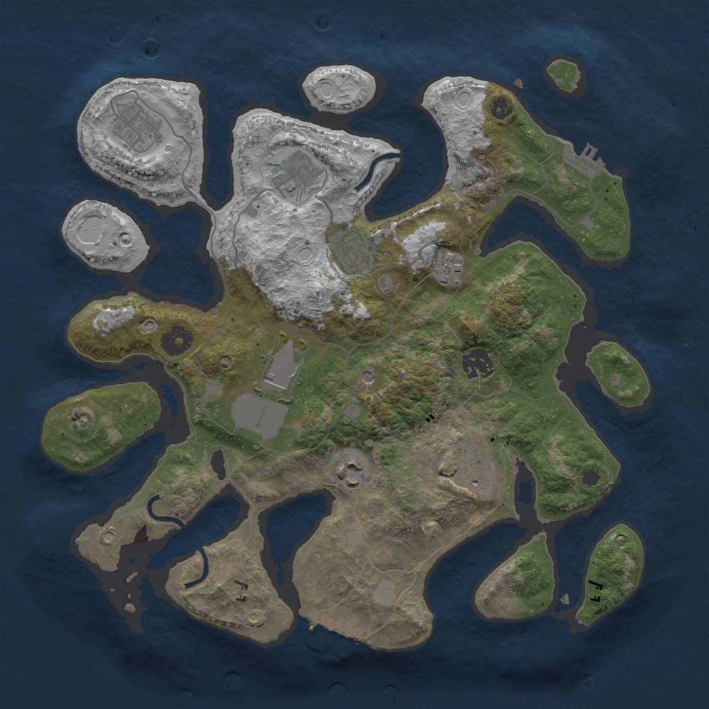 Rust Map: Procedural Map, Size: 3500, Seed: 211061581, 16 Monuments