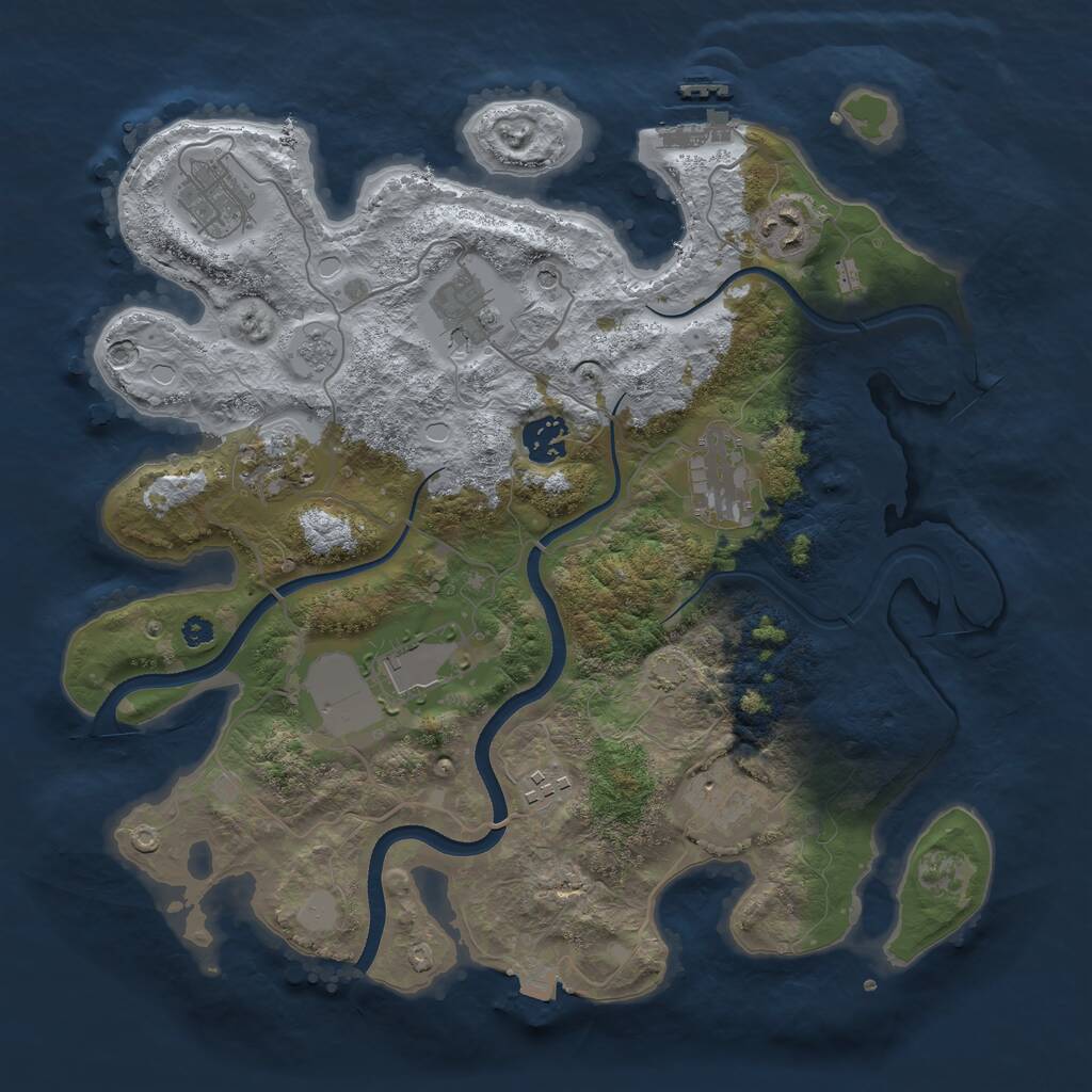 Rust Map: Procedural Map, Size: 3500, Seed: 211061581, 14 Monuments