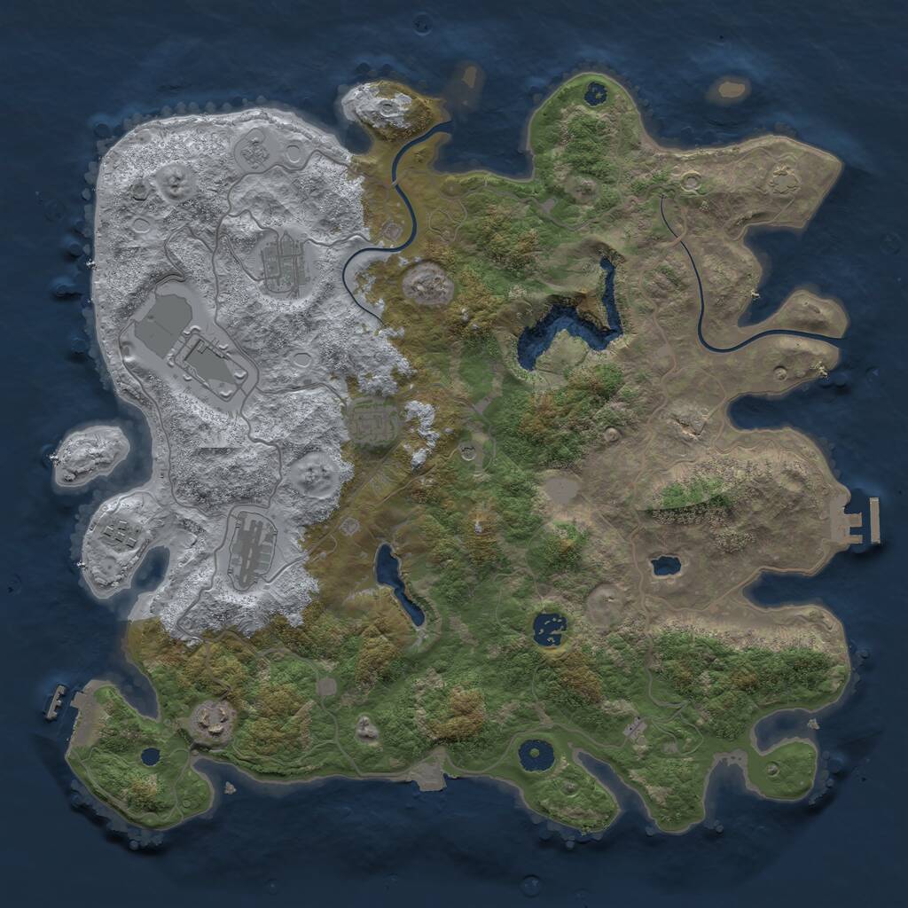 Rust Map: Procedural Map, Size: 4000, Seed: 1200634807, 13 Monuments