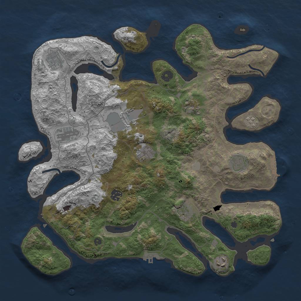 Rust Map: Procedural Map, Size: 4000, Seed: 1200634807, 18 Monuments