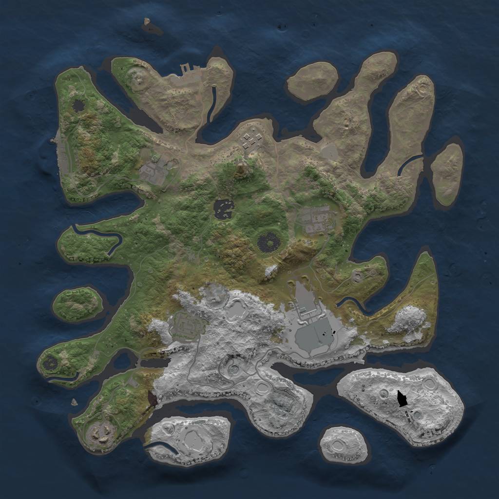 Rust Map: Procedural Map, Size: 3500, Seed: 27321161, 15 Monuments