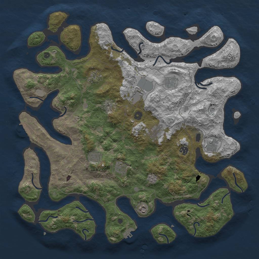 Rust Map: Procedural Map, Size: 4500, Seed: 579947148, 18 Monuments